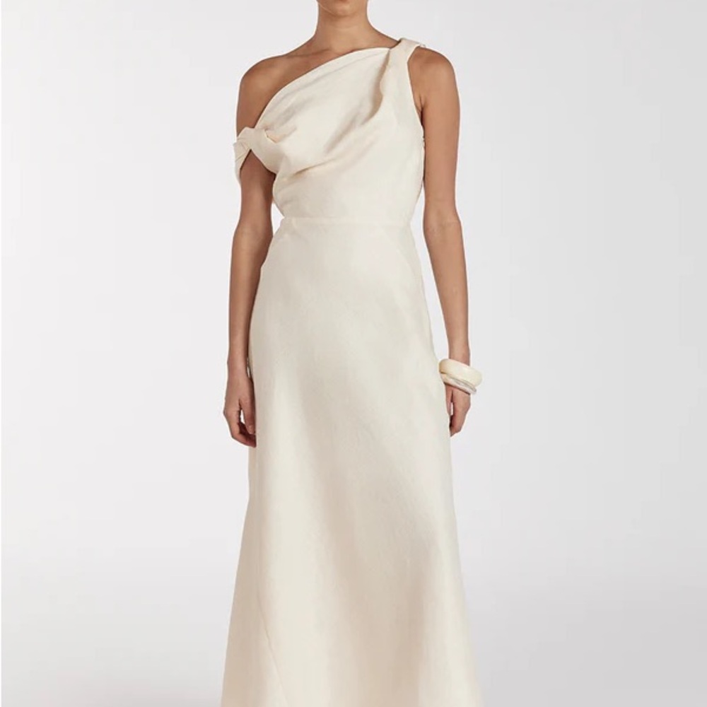 DISSH JOELLE CREAM LINEN MIDI DRESS